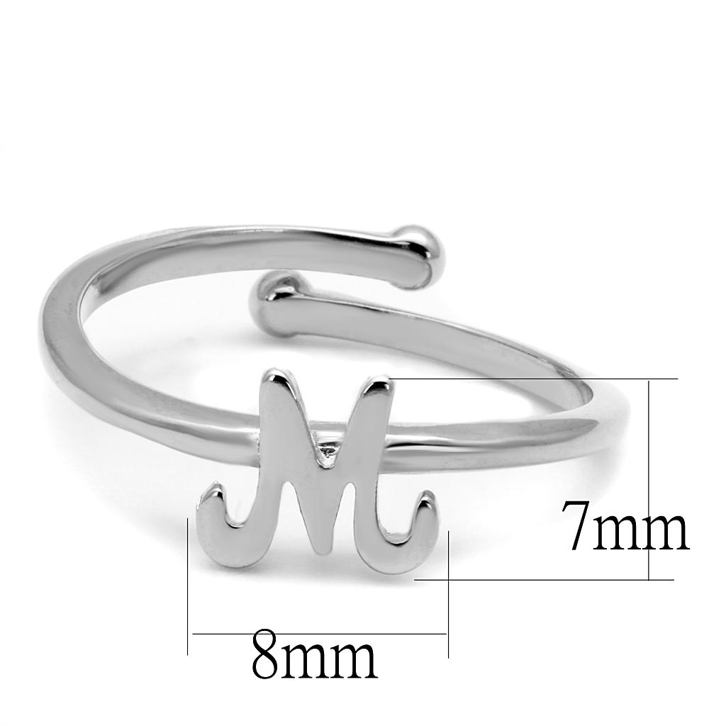 LO3993 - Rhodium Brass Ring with No Stone