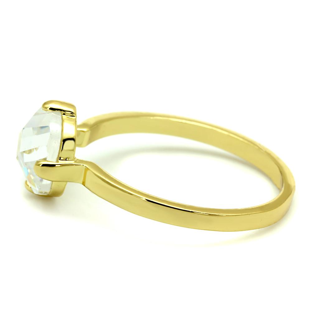 LO4078 - Flash Gold Brass Ring with AAA Grade CZ  in Clear