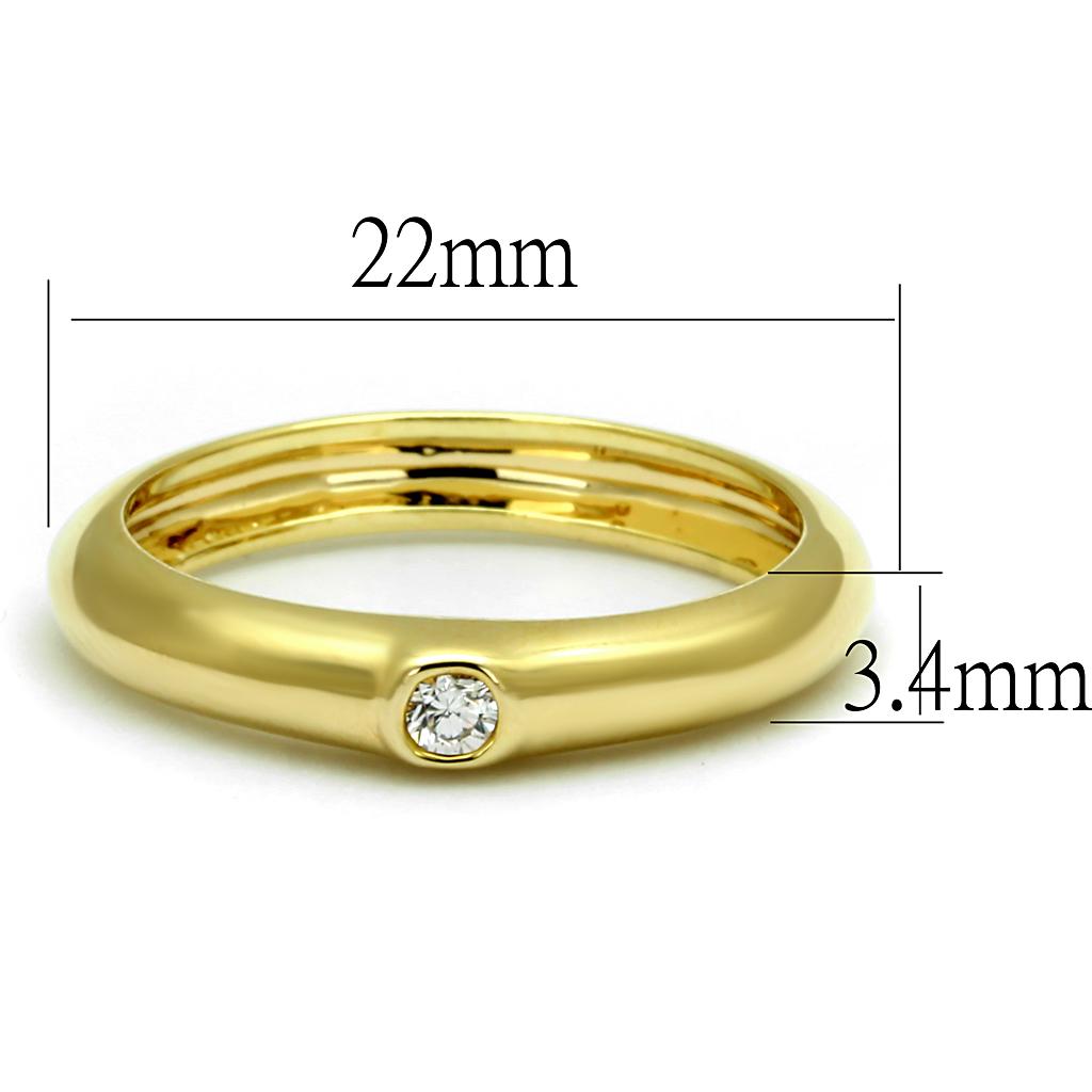 LO4107 - Gold Brass Ring with AAA Grade CZ  in Clear