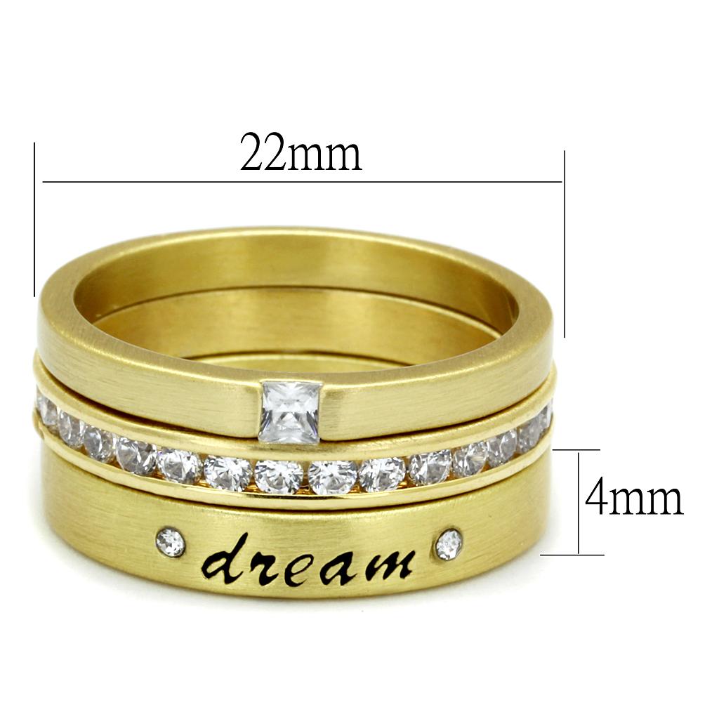 LO4114 - Gold Brass Ring with AAA Grade CZ  in Clear