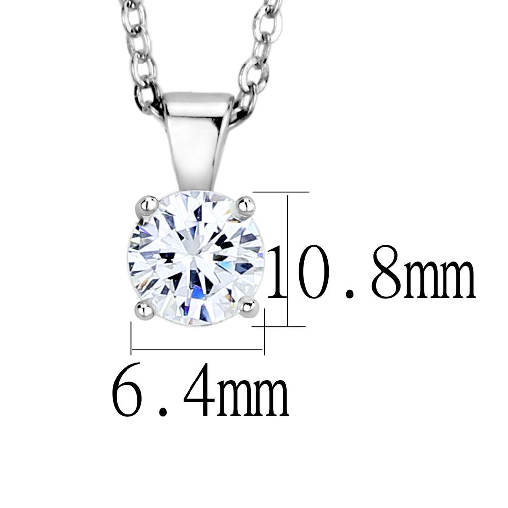 LO4129 - Rhodium Brass Chain Pendant with AAA Grade CZ  in Clear