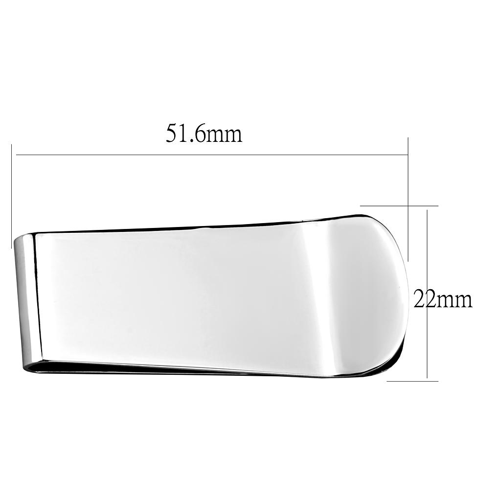 LO4141 Rhodium Brass Money clip with No Stone in No Stone