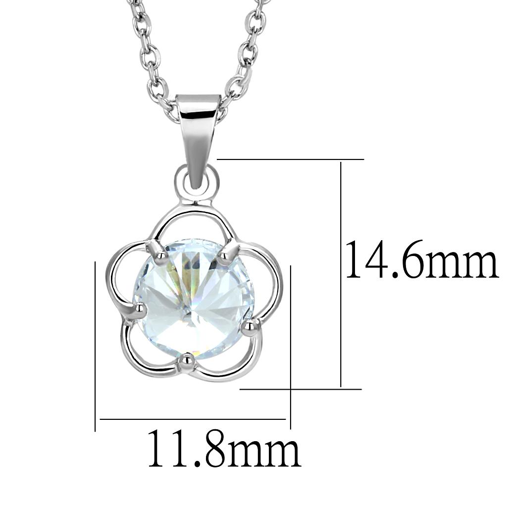 LO4143 - Rhodium Brass Chain Pendant with AAA Grade CZ  in Clear