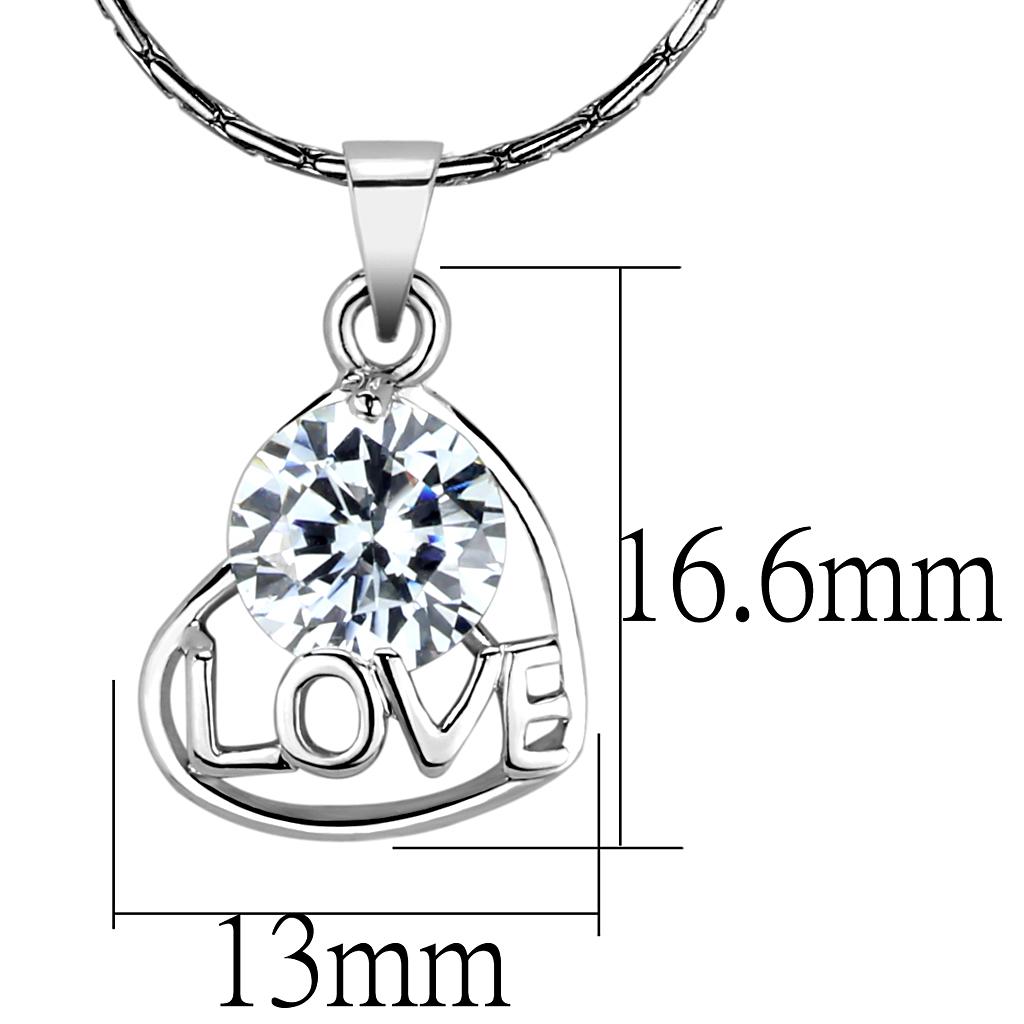 LO4151 - Rhodium Brass Chain Pendant with AAA Grade CZ  in Clear