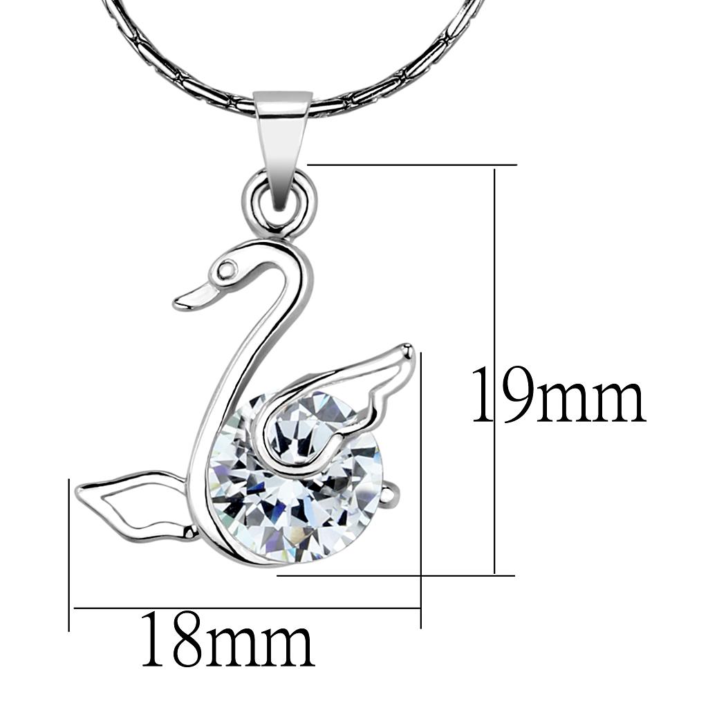 LO4155 - Rhodium Brass Chain Pendant with AAA Grade CZ  in Clear