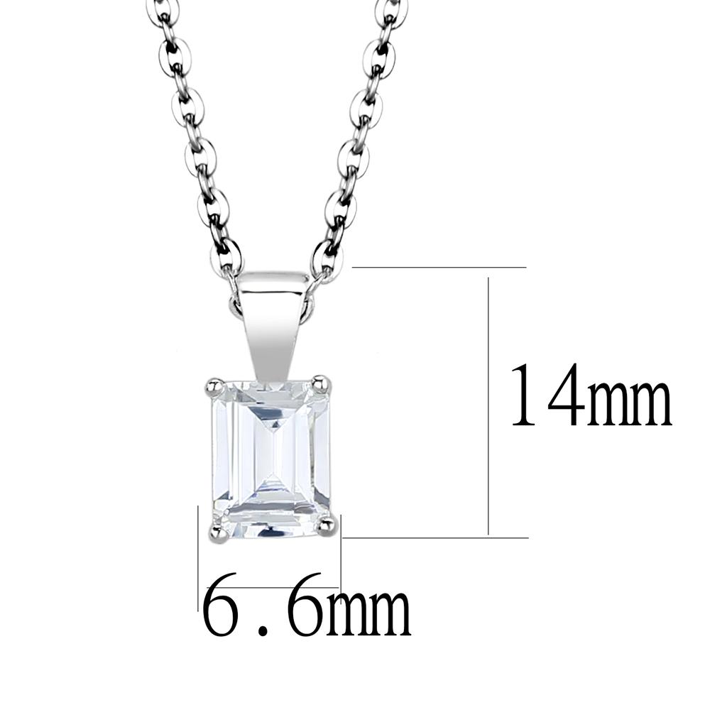 LO4172 - Rhodium Brass Chain Pendant with AAA Grade CZ  in Clear