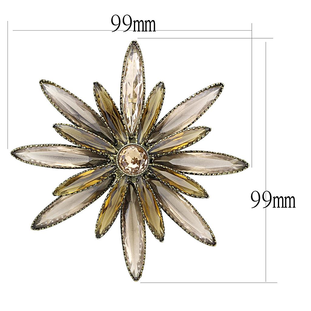 LO4176 - Antique Copper Brass Brooches with Synthetic Synthetic Glass in Champagne