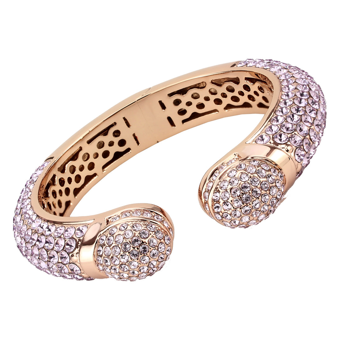 LO4287 - Flash Rose Gold Brass Bangle with Top Grade Crystal  in Light Amethyst