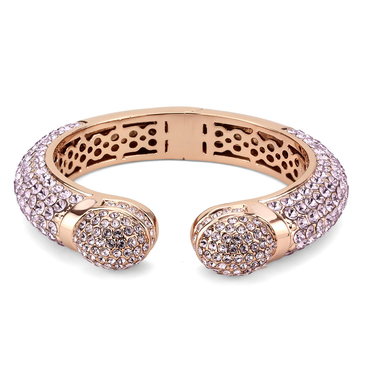 LO4287 - Flash Rose Gold Brass Bangle with Top Grade Crystal  in Light Amethyst