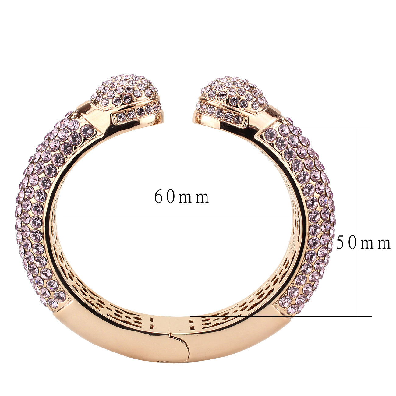 LO4287 - Flash Rose Gold Brass Bangle with Top Grade Crystal  in Light Amethyst