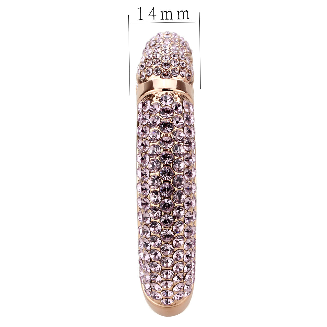 LO4287 - Flash Rose Gold Brass Bangle with Top Grade Crystal  in Light Amethyst