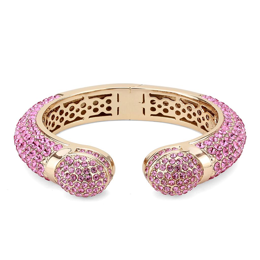 LO4288 - Flash Rose Gold Brass Bangle with Top Grade Crystal  in Rose