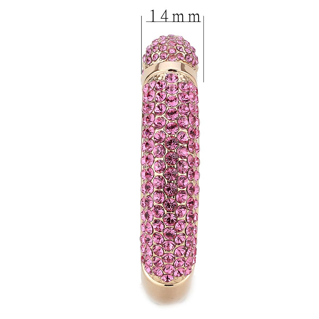 LO4288 - Flash Rose Gold Brass Bangle with Top Grade Crystal  in Rose