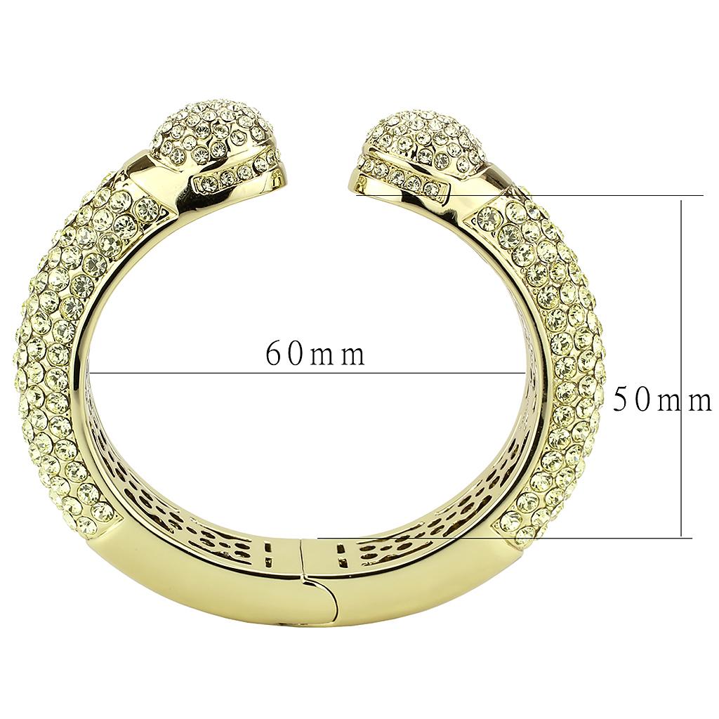 LO4295 - Flash Gold Brass Bangle with Top Grade Crystal  in Citrine Yellow