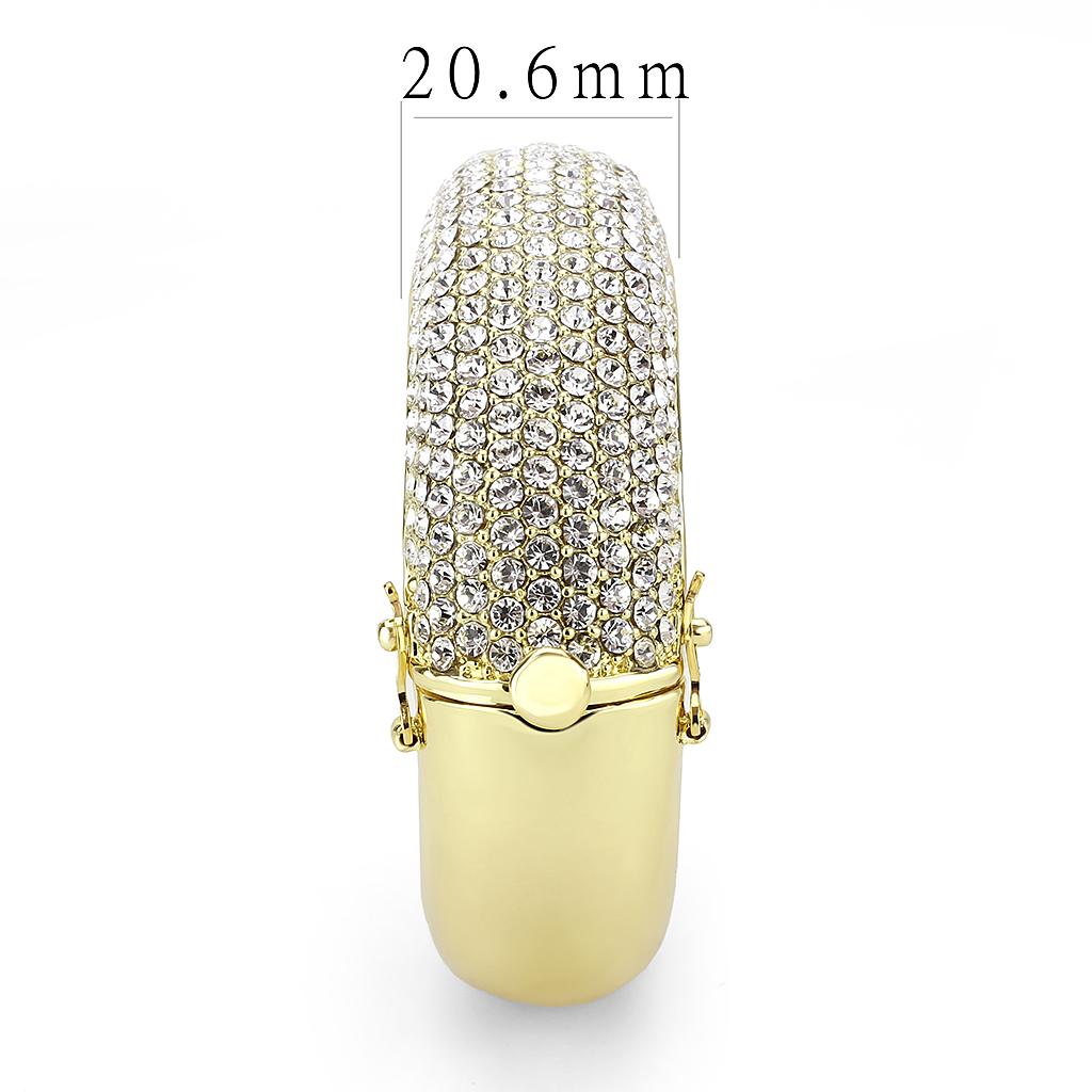 LO4301 - Flash Gold Brass Bangle with Top Grade Crystal  in Clear
