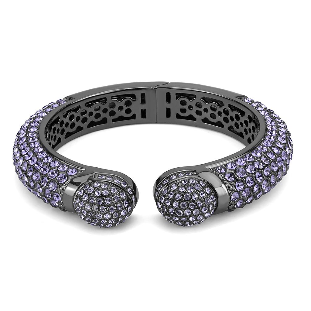 LO4312 - TIN Cobalt Black Brass Bangle with Top Grade Crystal  in Tanzanite