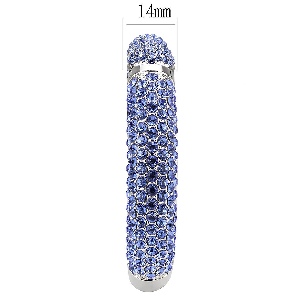 LO4315 - Rhodium Brass Bangle with Top Grade Crystal  in Light Sapphire