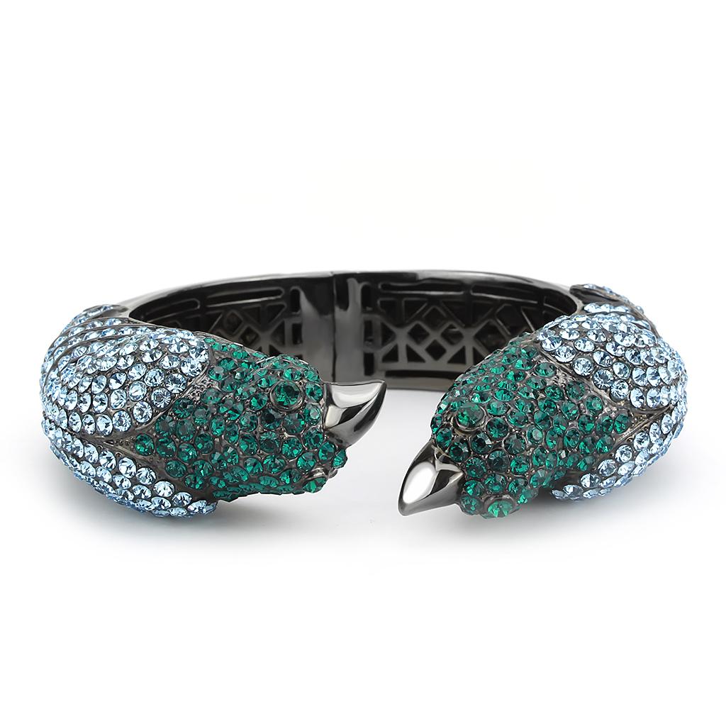 LO4332 - Ruthenium Brass Bangle with Top Grade Crystal  in Multi Color