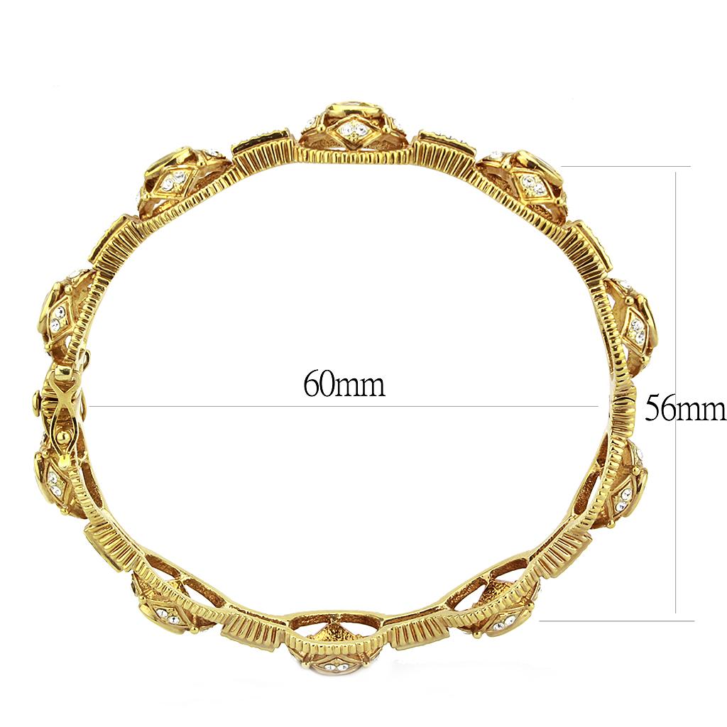 LO4335 - Gold Brass Bangle with AAA Grade CZ  in Citrine Yellow