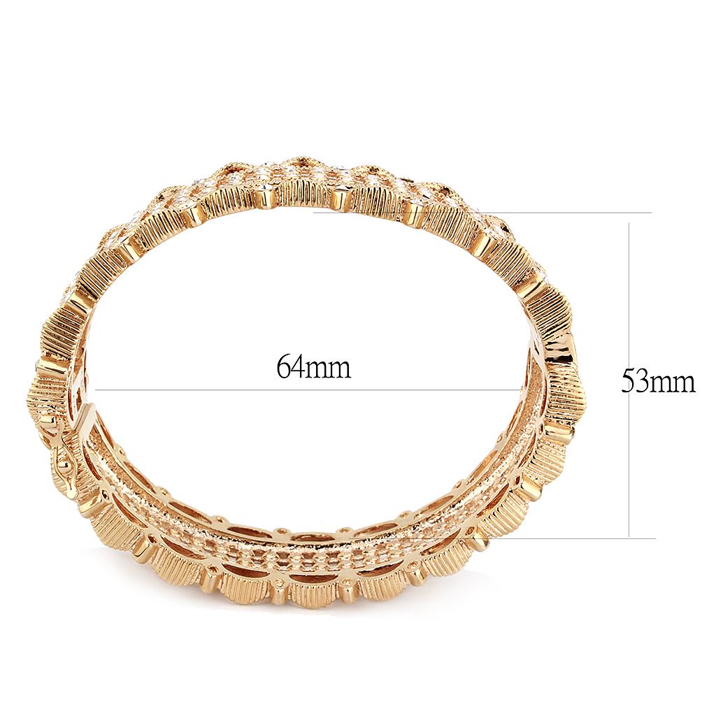 LO4344 - Rose Gold Brass Bangle with Top Grade Crystal  in Clear