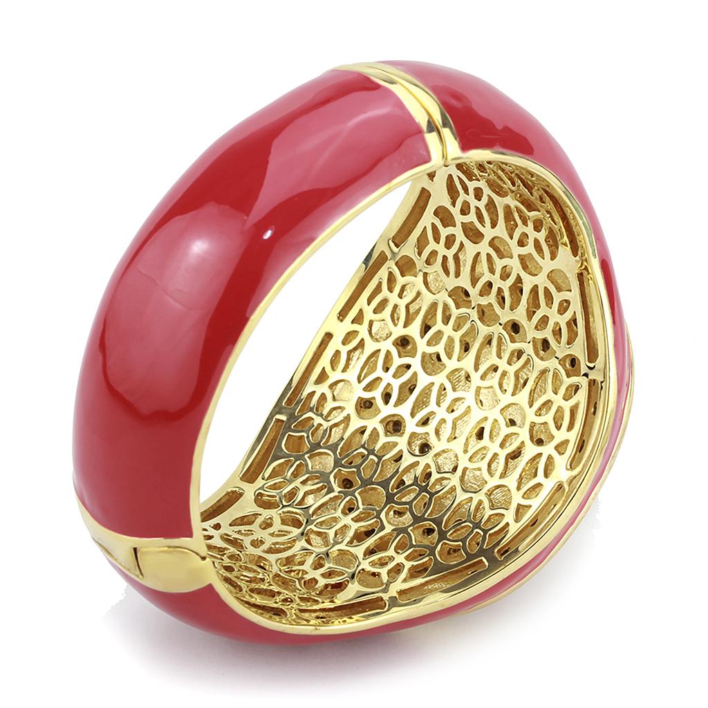 LO4351 - Gold Brass Bangle with Top Grade Crystal  in Multi Color