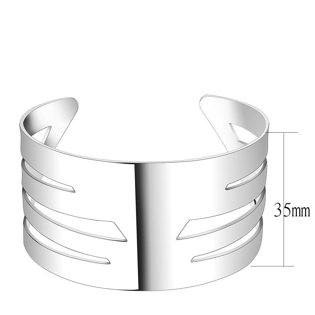 LO4659 - Matte Rhodium & Rhodium Stainless Steel Bangle with No Stone