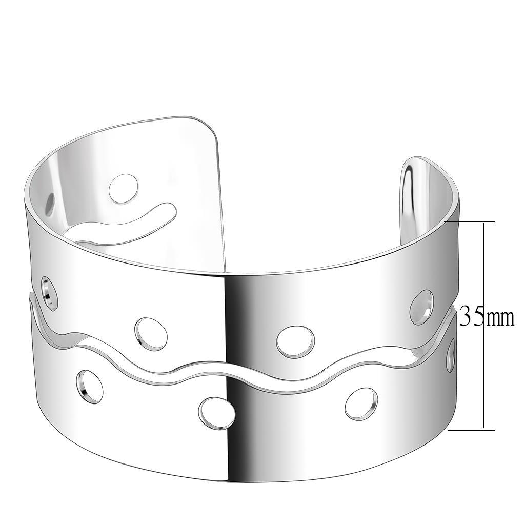 LO4660 - Matte Rhodium & Rhodium Stainless Steel Bangle with No Stone