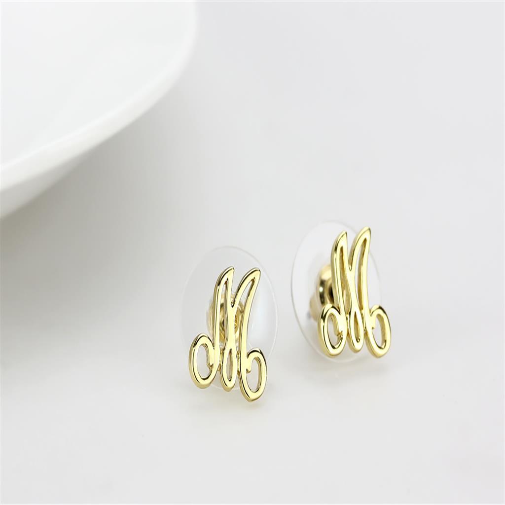 LO4667 - Flash Gold Brass Earrings with No Stone