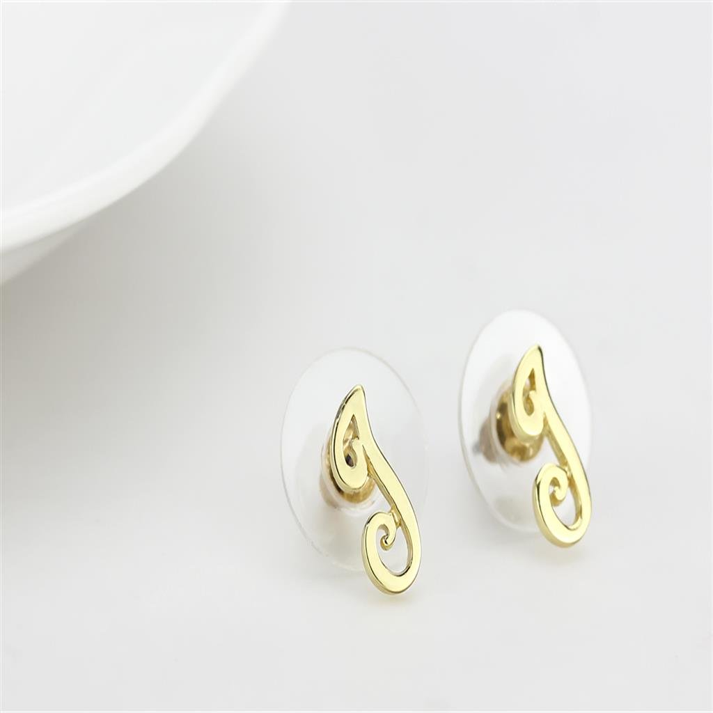 LO4668 - Flash Gold Brass Earrings with No Stone