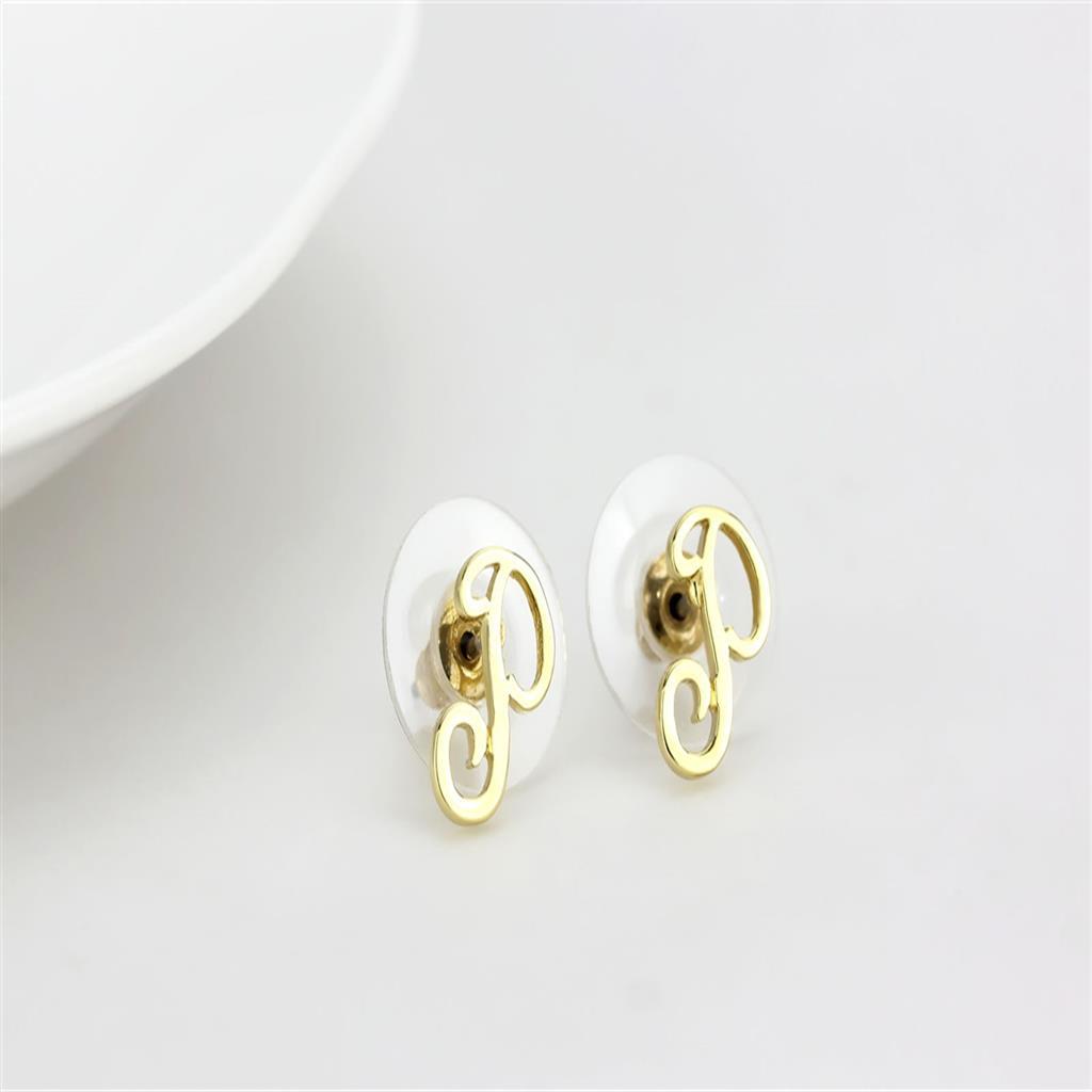 LO4671 - Flash Gold Brass Earrings with No Stone