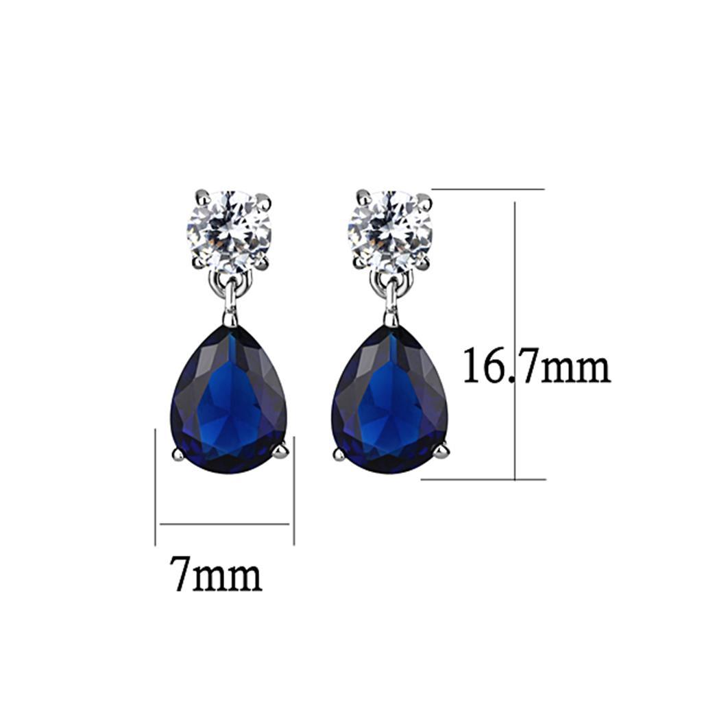 LO4684 - Rhodium Brass Earrings with Synthetic Synthetic Glass in Montana