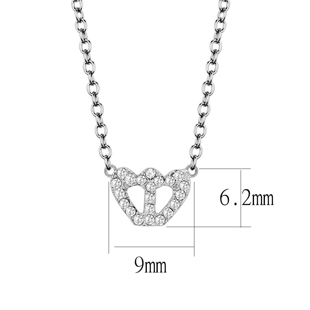 LO4694 - Rhodium Brass Necklace with Top Grade Crystal  in Clear