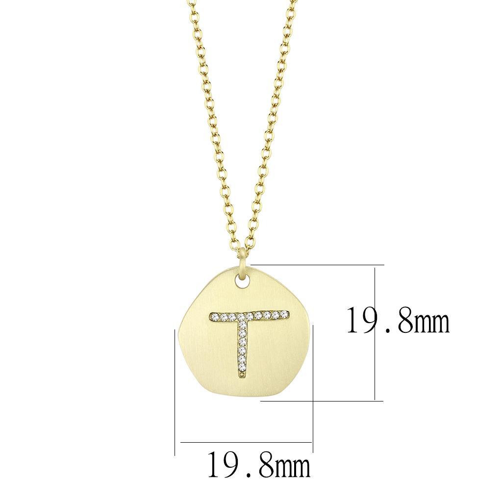 LO4698 - Gold & Brush Brass Chain Pendant with Top Grade Crystal  in Clear