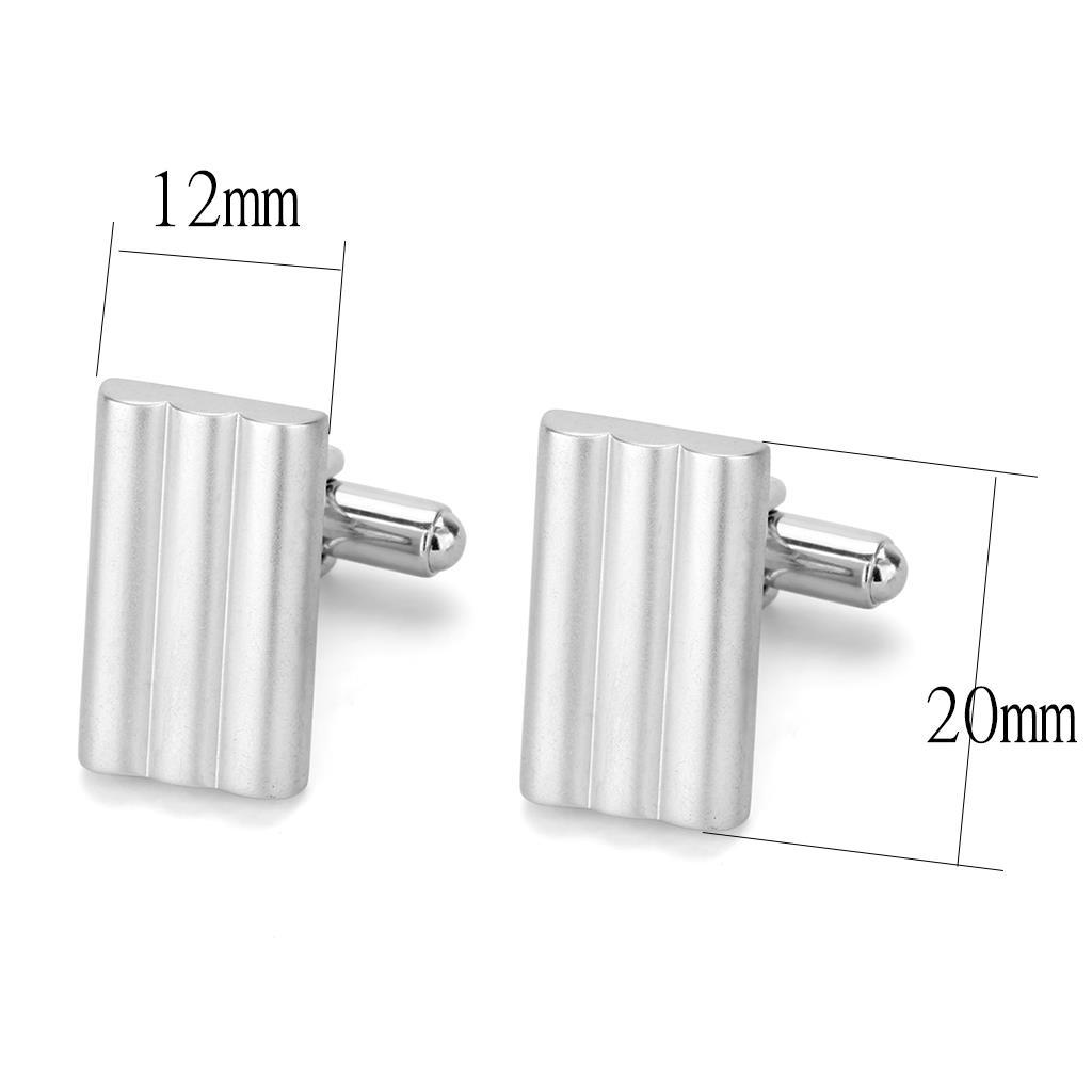 LO4732 - Matte Rhodium & Rhodium Brass Cufflink with No Stone