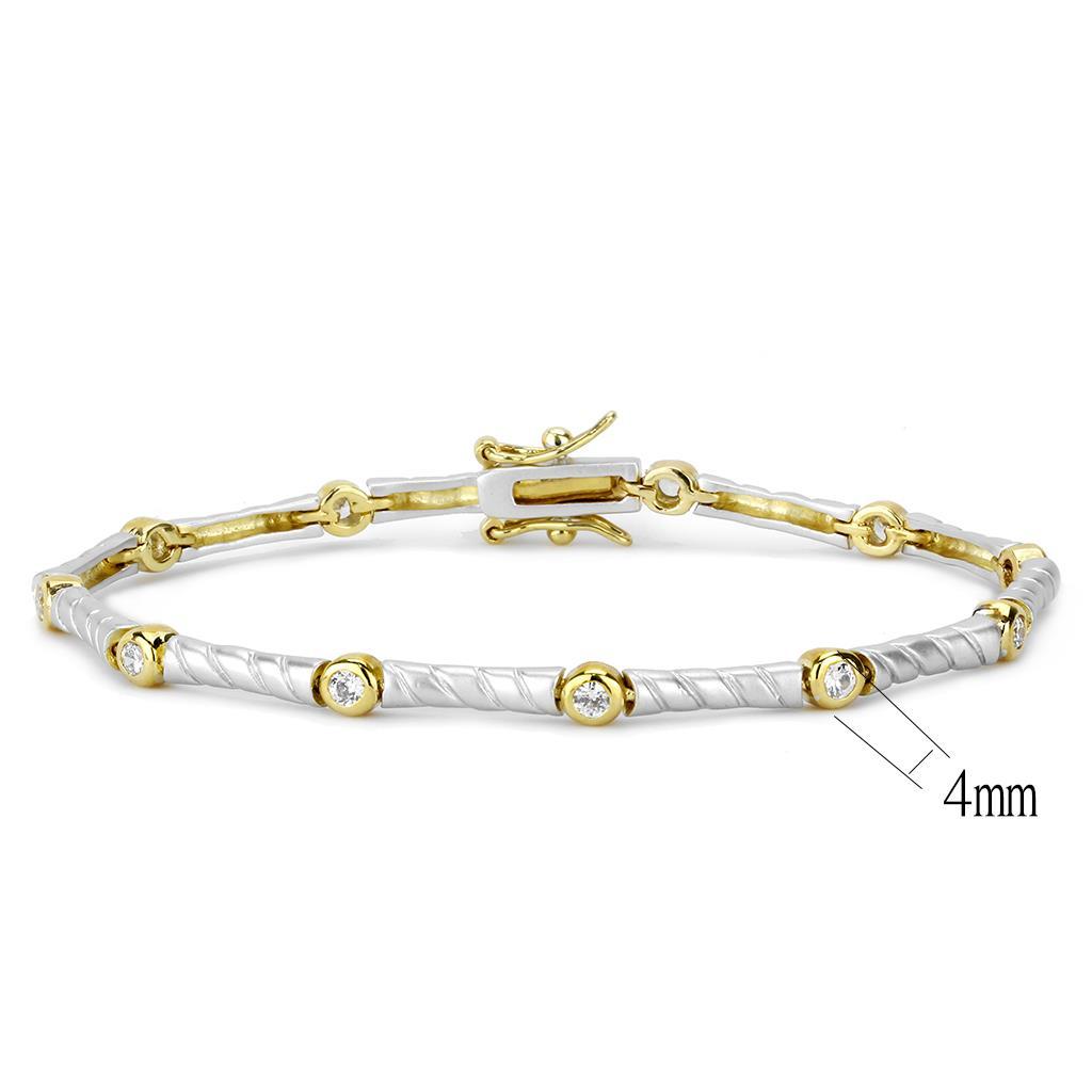 LO4734 - Gold+Rhodium Brass Bracelet with AAA Grade CZ  in Clear