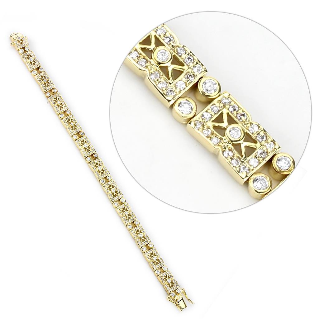 LO4735 - Gold Brass Bracelet with AAA Grade CZ  in Clear