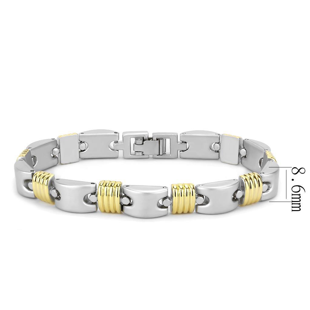 LO4738 - Gold+Rhodium White Metal Bracelet with No Stone