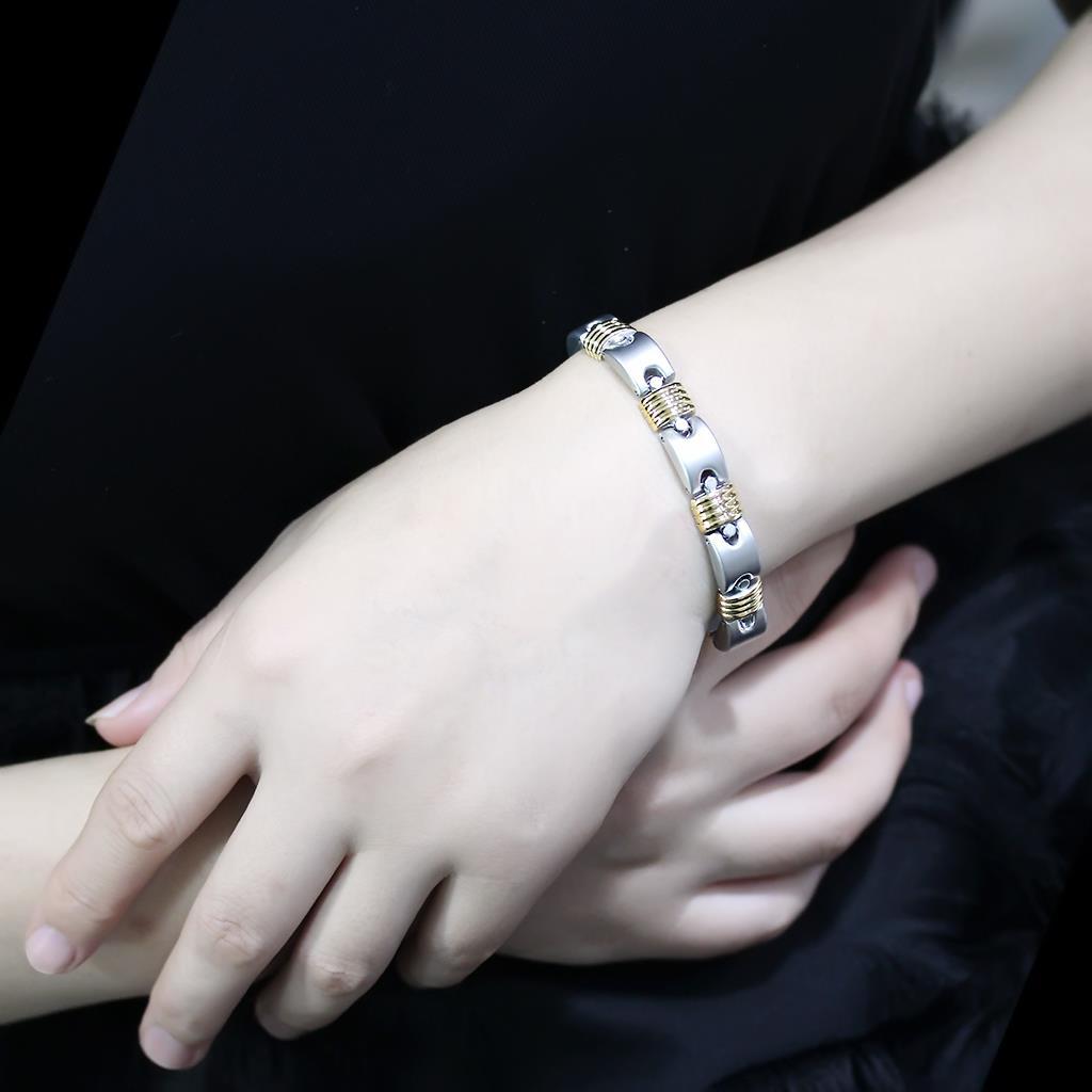 LO4738 - Gold+Rhodium White Metal Bracelet with No Stone