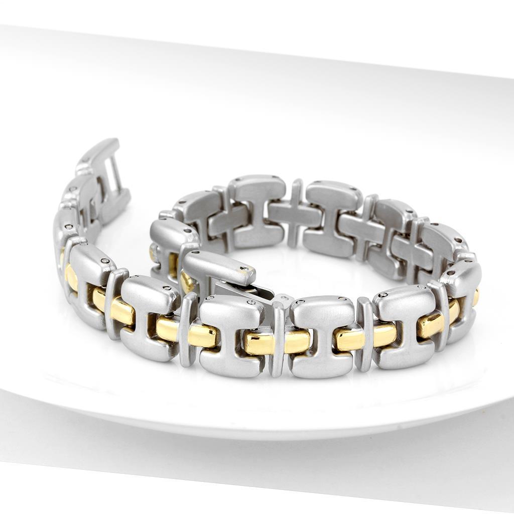 LO4739 - Gold+Rhodium White Metal Bracelet with No Stone