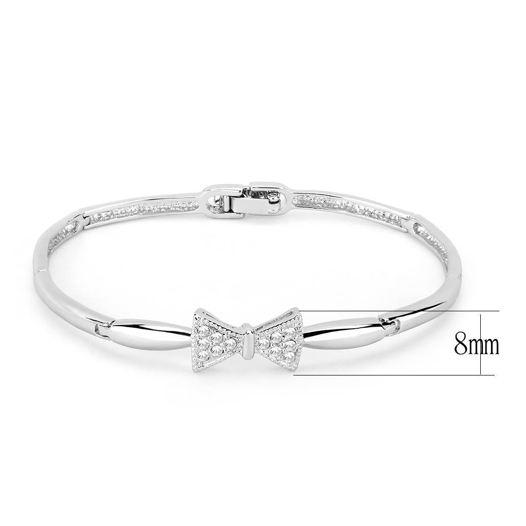 LO4742 - Rhodium Brass Bracelet with Top Grade Crystal  in Clear