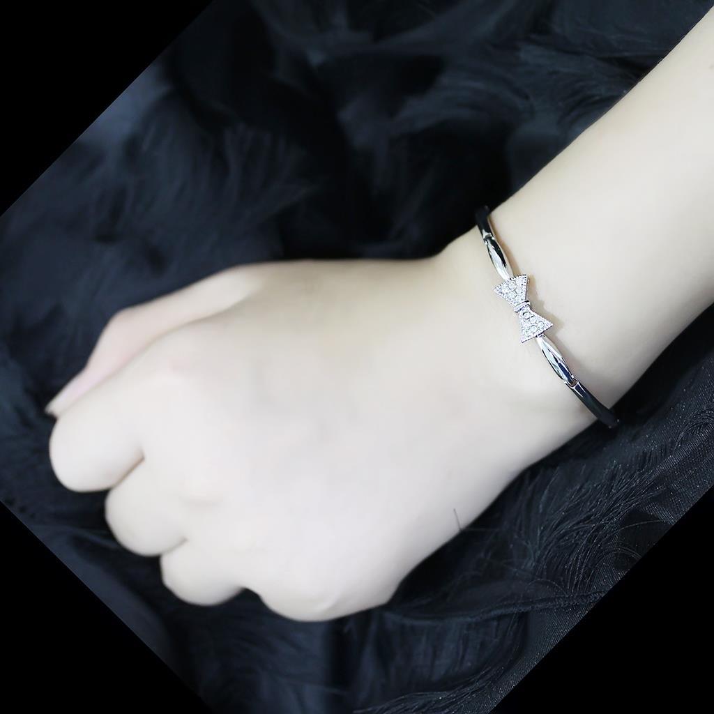 LO4742 - Rhodium Brass Bracelet with Top Grade Crystal  in Clear