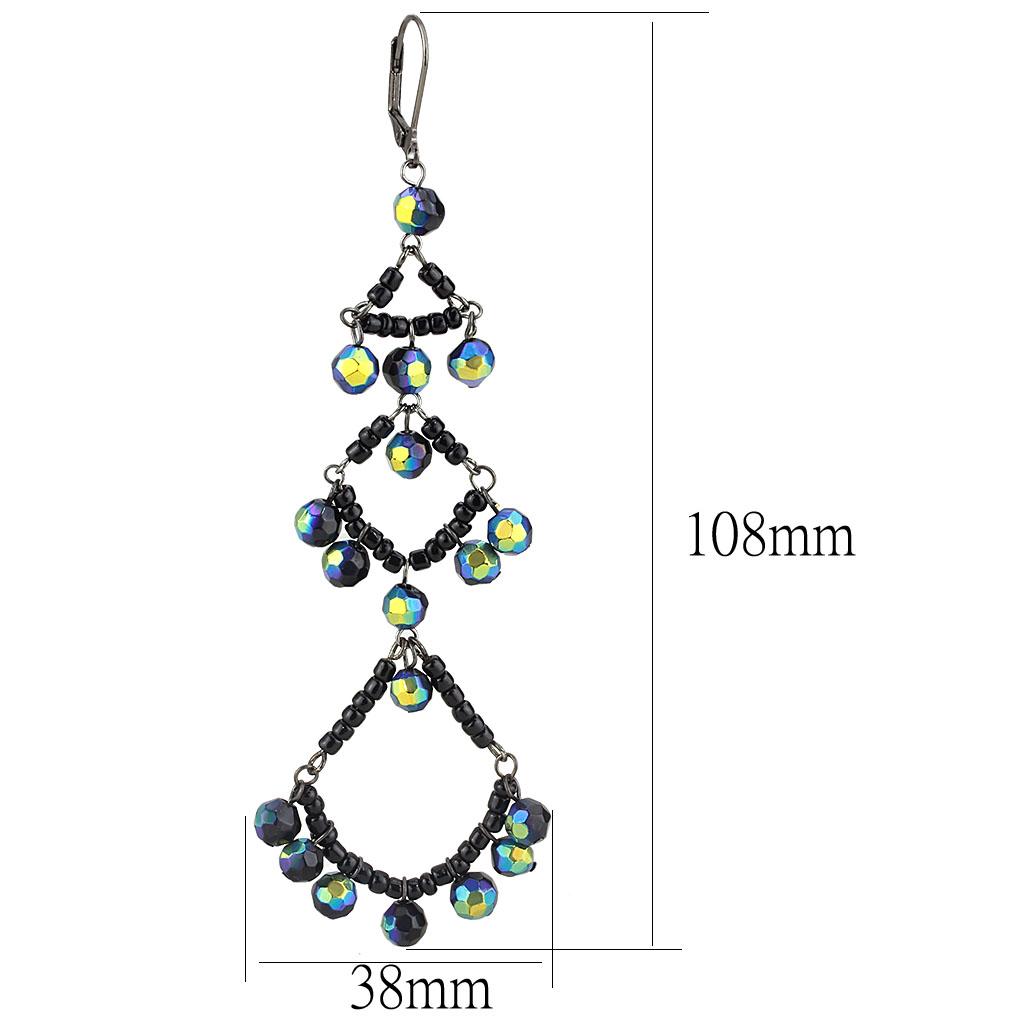 LO628 - Antique Silver Brass Earrings with Top Grade Crystal  in Multi Color