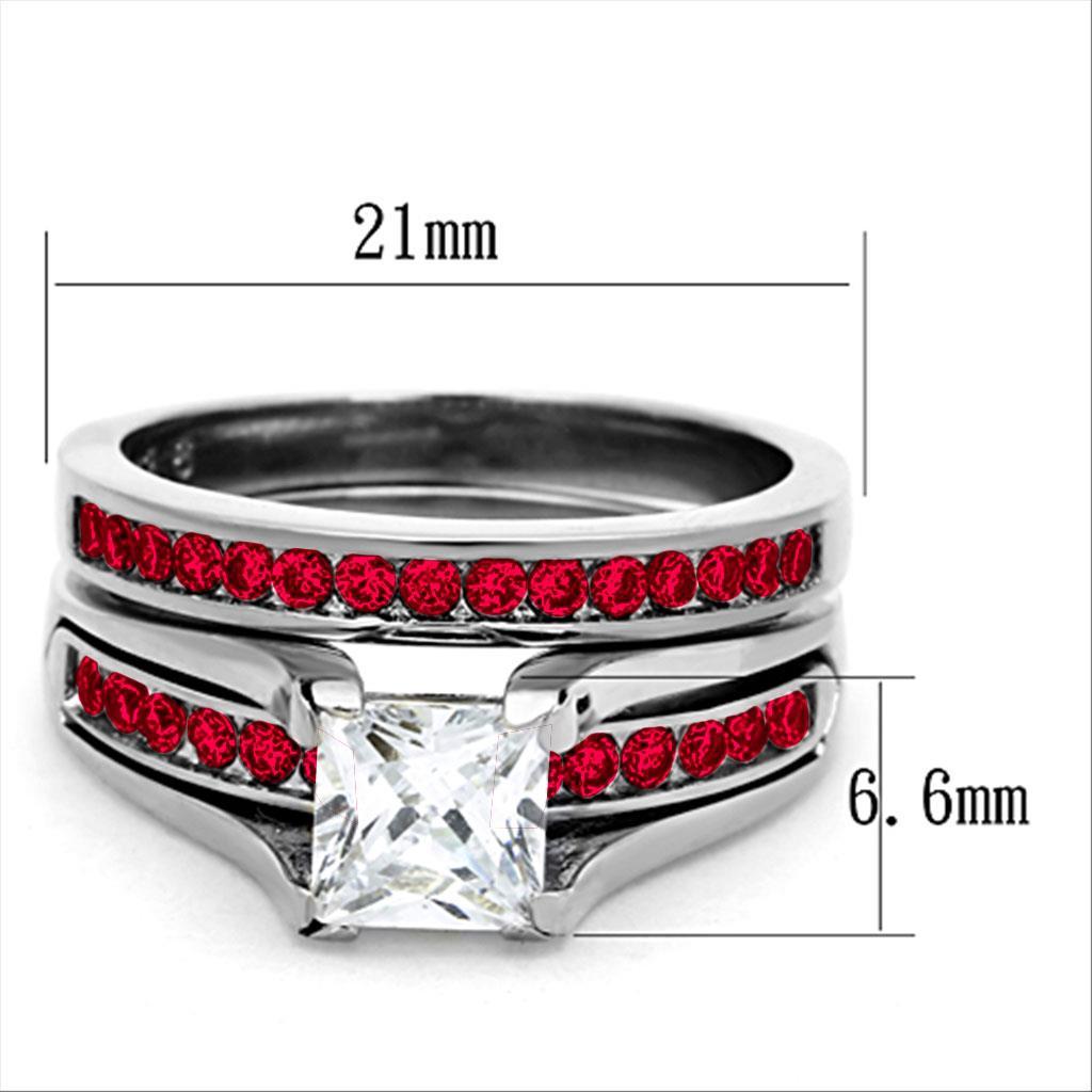 LOA1362 - High polished (no plating) Stainless Steel Ring with AAA Grade CZ  in Multi Color