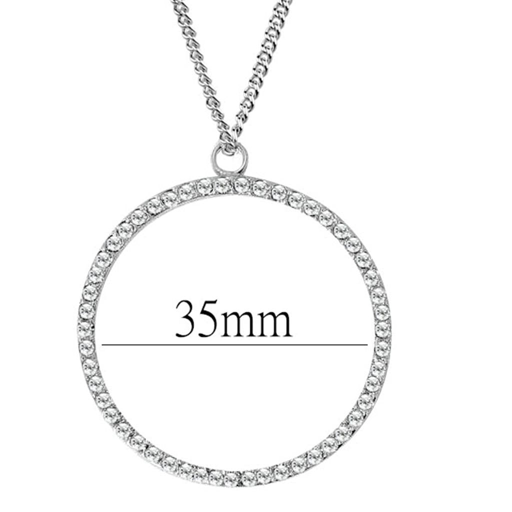 LOAS1357 - Rhodium Brass Pendant with AAA Grade CZ  in Clear