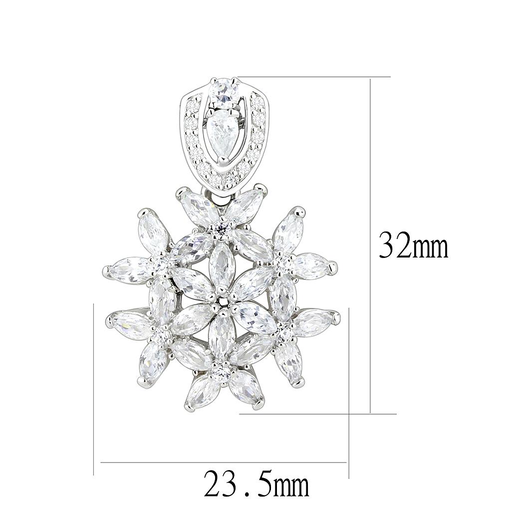 LOS067 - Rhodium 925 Sterling Silver Pendant with AAA Grade CZ  in Clear