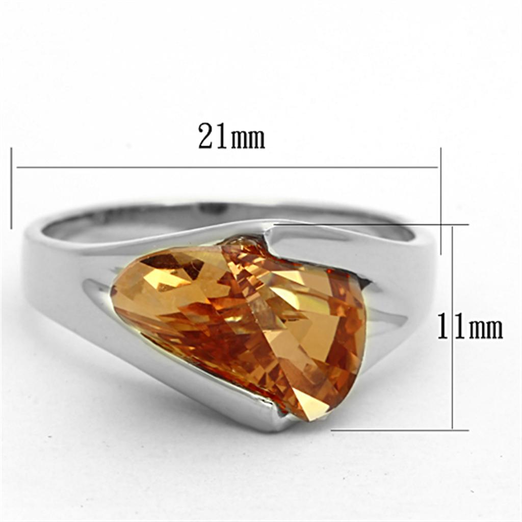 LOS644 - Silver 925 Sterling Silver Ring with AAA Grade CZ  in Champagne