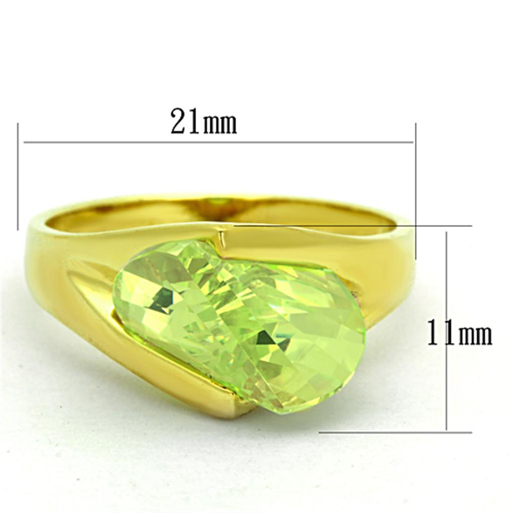 LOS647 - Gold 925 Sterling Silver Ring with AAA Grade CZ  in Apple Green color