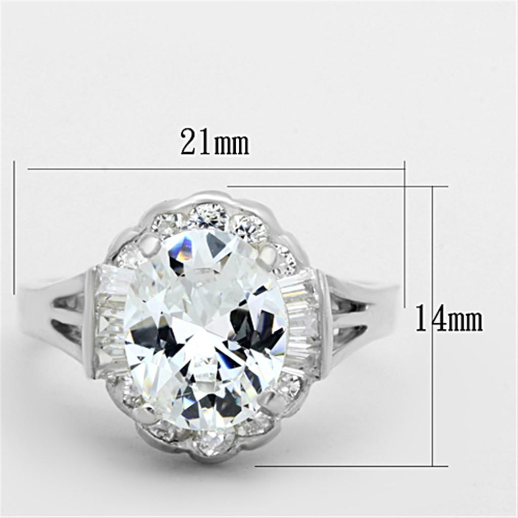 LOS701 - Silver 925 Sterling Silver Ring with AAA Grade CZ  in Clear