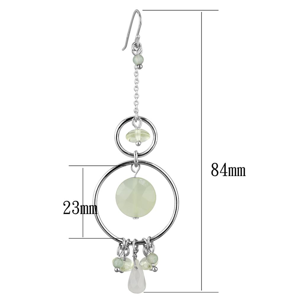 LOS791 - Silver 925 Sterling Silver Earrings with Synthetic Jade in Multi Color