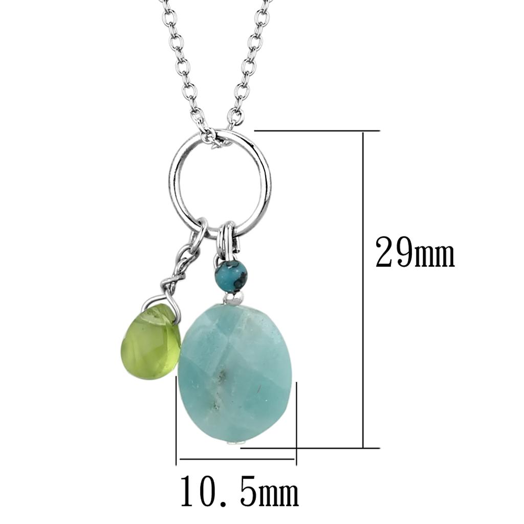 LOS797 - Silver 925 Sterling Silver Necklace with Synthetic Jade in Multi Color